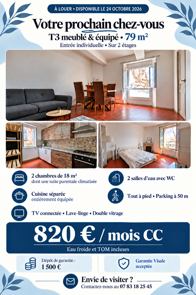 Appartement 3 pièces 79 m² · à Brignoles · 79 m² · 820 €/mois